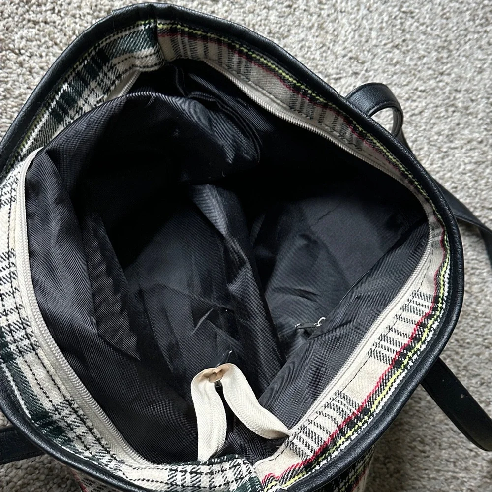 Elegant Plaid Tote Bag -‎ Black and Cream
